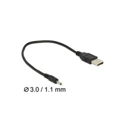 DELOCK Καλώδιο USB σε DC 3.0 x 1.1 mm male, 27cm, Black 